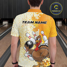 Load image into Gallery viewer, Custom Funny Yellow Thanksgiving Turkey Bowling Team Men Polo Shirts, Bowling Jerseys IPHW9768