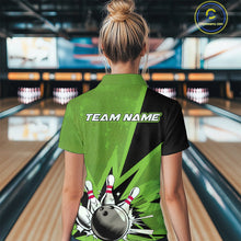 Load image into Gallery viewer, Custom Green Bowling Jerseys, Bowling Team Women Polo Shirts Bowling League Shirt IPHW9392