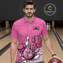 Load image into Gallery viewer, Custom Funny Pink Breast Cancer Bowling Men Polo Shirt, Breast Cancer Fighter Jerseys IPHW9395