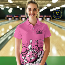 Load image into Gallery viewer, Custom Funny Pink Breast Cancer Bowling Women Polo Shirt, Breast Cancer Fighter Jerseys IPHW9395
