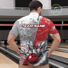 Load image into Gallery viewer, Custom Grunge Red Bowling Quarter-Zip Shirts For Men, Distressed Vintage Bowling Team Shirts IPHW9550