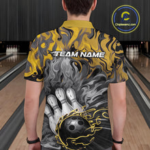 Load image into Gallery viewer, Custom Yellow Fame Bowling Team Polo Shirts For Men, Fire Bowling Jerseys IPHW9562
