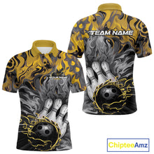 Load image into Gallery viewer, Custom Yellow Fame Bowling Team Polo Shirts For Men, Fire Bowling Jerseys IPHW9562