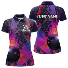 Load image into Gallery viewer, Custom Colorful Bowling League Shirts For Women, Flame Bowling Ball Jerseys IPHW6720