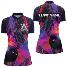 Load image into Gallery viewer, Custom Colorful Bowling League Shirts For Women, Flame Bowling Ball Jerseys IPHW6720