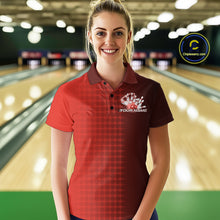Load image into Gallery viewer, Custom Red Flame Bowling Polo Shirts For Women, Bowling Tournament Team Shirt IPHW9408