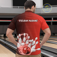 Load image into Gallery viewer, Custom Red Flame Bowling Quarter-Zip Shirts For Men, Bowling Tournament Team Shirt IPHW9408