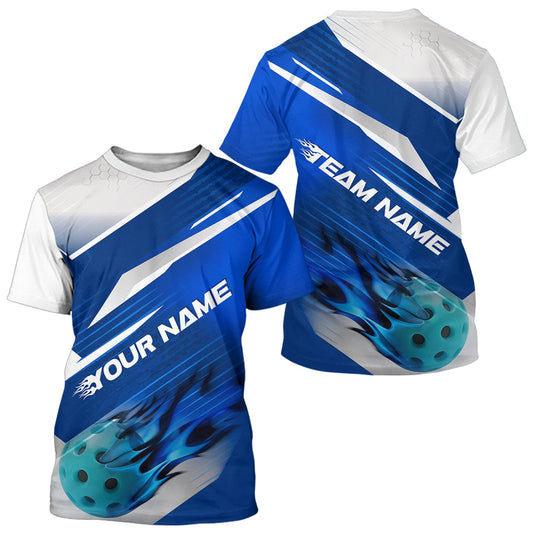 Custom Blue Flame Pickleball T-Shirts For Men, Fire Pickleball Jerseys Team Uniform IPHW9412