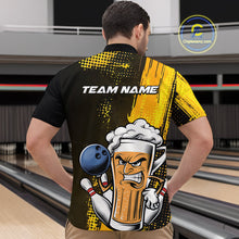 Load image into Gallery viewer, Custom Black And Yellow Funny Bowling And Beer Jerseys, Bowling Team Men Quarter-Zip Shirts IPHW9606