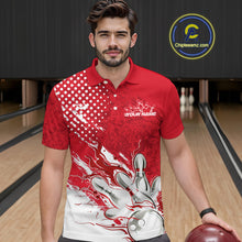 Load image into Gallery viewer, Custom White And Red Bowling Team Polo Shirts For Men, Flame Bowling Jerseys Team Shirt IPHW9618