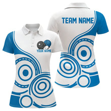 Load image into Gallery viewer, Custom White And Blue Lawn Bowling Polo Shirts For Women, Lawn Bowling Team Outfit IPHW9049