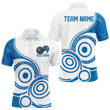 Load image into Gallery viewer, Custom White And Blue Lawn Bowling Polo Shirts For Men, Lawn Bowling Team Outfit IPHW9049