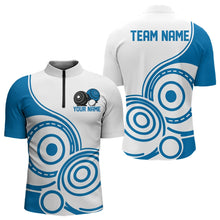 Load image into Gallery viewer, Custom White And Blue Lawn Bowling Quarter-Zip Shirts For Men, Lawn Bowling Team Outfit IPHW9049