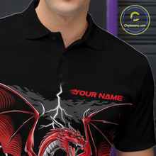 Load image into Gallery viewer, Custom Red Dragon On The Lane Bowling Polo Shirts For Men, Dragon Bowling Team Shirt IPHW9101