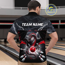 Load image into Gallery viewer, Custom Thunder Lightning Red Dragon Bowling Team Quarter-Zip Shirts For Men, Bowling Jerseys IPHW9110
