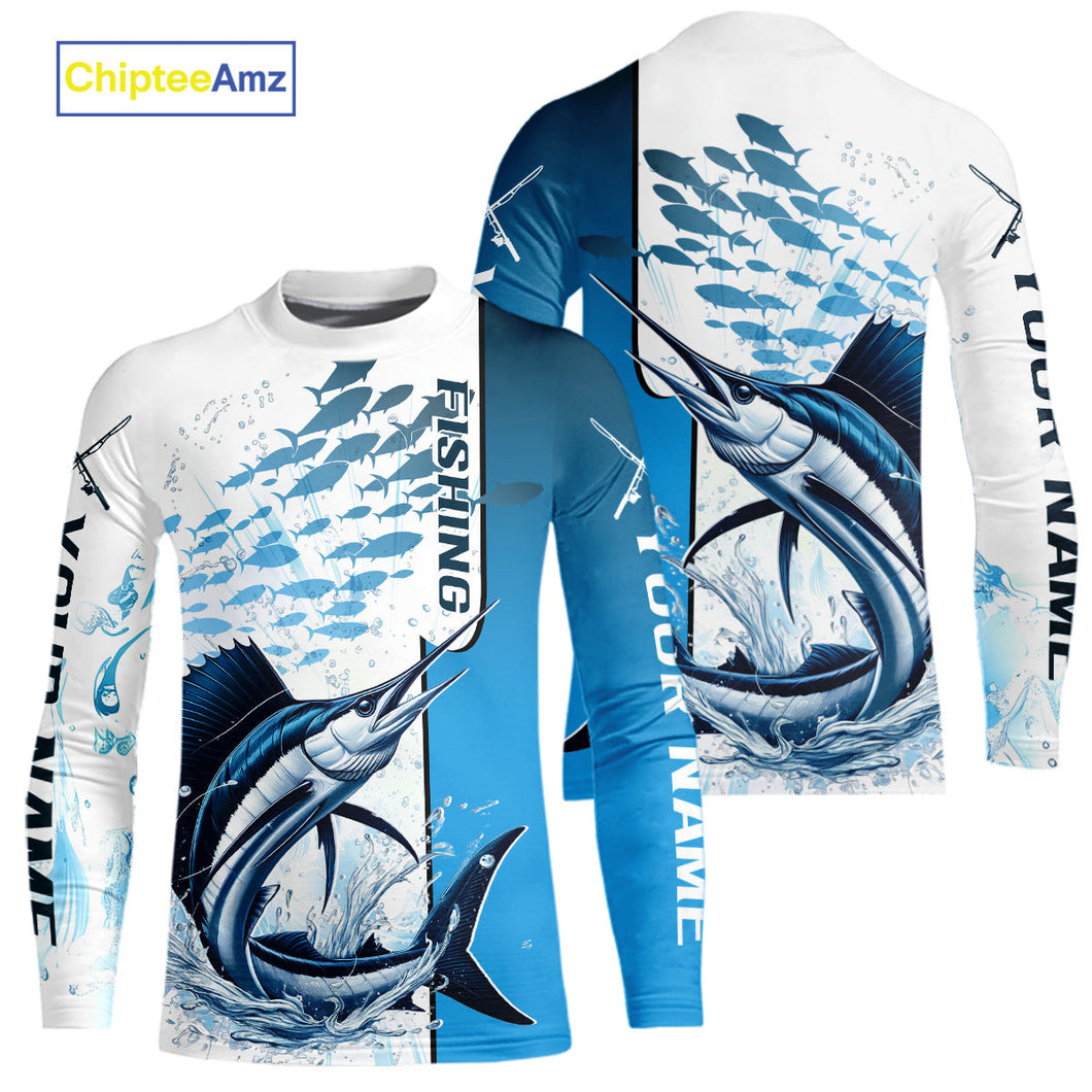 Personalized Sailfish Fishing Saltwater Kid Long Sleeve Performance Fishing Shirts With Name IPHW9344