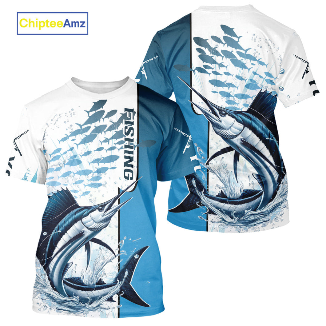 Personalized Sailfish Fishing Saltwater Performance Fishing T-Shirts With Name IPHW9344