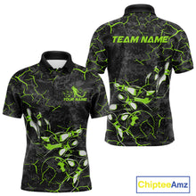 Load image into Gallery viewer, Custom Black And Green Camo Bowling Team Polo Shirts For Men, Bowling League Shirt IPHW9372