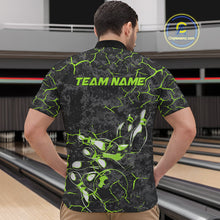Load image into Gallery viewer, Custom Black And Green Camo Bowling Team Quarter-Zip Shirts For Men, Bowling League Shirt IPHW9372