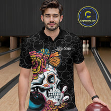 Load image into Gallery viewer, Custom Colorful Sugar Skull Bowling Team Polo Shirts For Men, Halloween Bowler Outfit IPHW9751