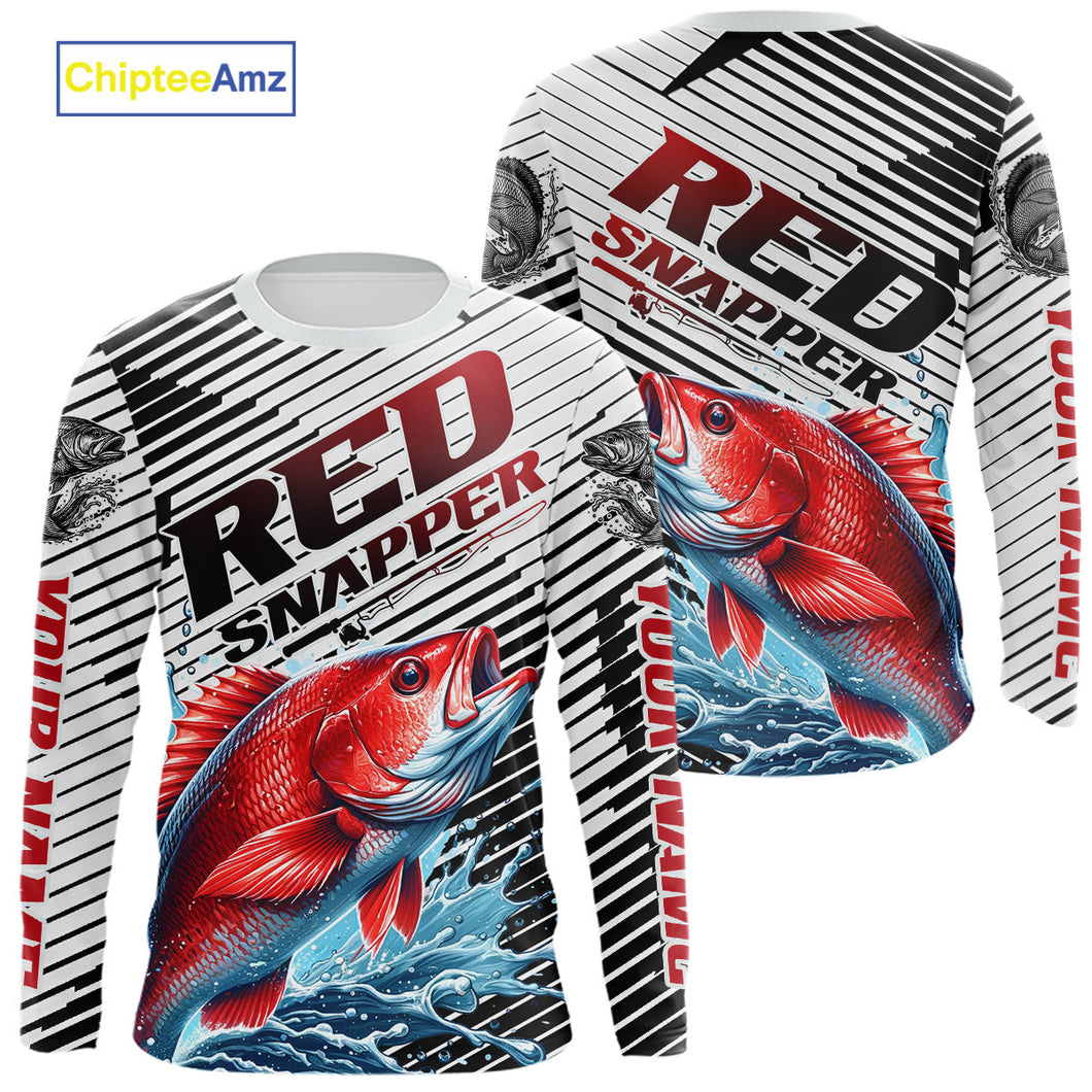 Custom Red Snapper Fishing Jerseys, Red Snapper Long Sleeve Performance Fishing Shirt IPHW9183