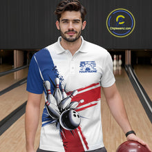 Load image into Gallery viewer, Personalized Red, White And Blue Patriotic US Flag Bowling Polo Shirts For Men Team IPHW9543