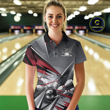 Load image into Gallery viewer, Custom Red And Gray Bowling Polo Team Shirt For Women, Bowler Outfit Bowling League Shirt IPHW9557