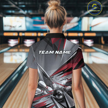 Load image into Gallery viewer, Custom Red And Gray Bowling Polo Team Shirt For Women, Bowler Outfit Bowling League Shirt IPHW9557