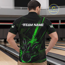 Load image into Gallery viewer, Custom Black And Green Flame Bowling Team Men Quarter-Zip Shirts, Fire Bowling Jerseys IPHW9613