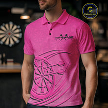 Load image into Gallery viewer, Custom Pink Darts Polo Shirts For Men, Pink Dartboard Dart Team Jerseys For Players IPHW9635