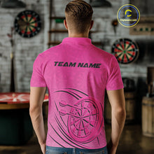 Load image into Gallery viewer, Custom Pink Darts Polo Shirts For Men, Pink Dartboard Dart Team Jerseys For Players IPHW9635