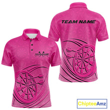Load image into Gallery viewer, Custom Pink Darts Polo Shirts For Men, Pink Dartboard Dart Team Jerseys For Players IPHW9635