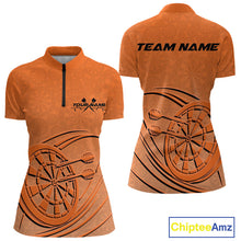 Load image into Gallery viewer, Custom Orange Darts Quarter-Zip Shirts For Women, Orange Dartboard Dart Team Jerseys IPHW9636