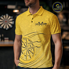 Load image into Gallery viewer, Custom Yellow Darts Polo Shirts For Men, Yellow Dartboard Dart Team Jerseys For Players IPHW9637