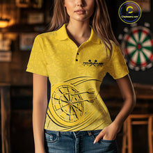 Load image into Gallery viewer, Custom Yellow Darts Polo Shirts For Women, Yellow Dartboard Dart Team Jerseys For Players IPHW9637