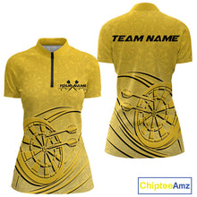 Load image into Gallery viewer, Custom Yellow Darts Quarter-Zip Shirts For Women, Yellow Dartboard Dart Team Jerseys IPHW9637