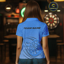 Load image into Gallery viewer, Custom Blue Darts Polo Shirts For Women, Blue Dartboard Dart Team Jerseys For Players IPHW9638