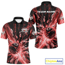 Load image into Gallery viewer, Custom Red Thunder Lightning Bowling Team Men Polo Shirts, Bowling Jerseys IPHW9743
