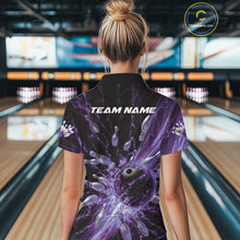 Load image into Gallery viewer, Custom Purple Thunder Lightning Bowling Team Women Polo Shirts, Bowling Jerseys IPHW9744