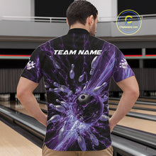 Load image into Gallery viewer, Custom Purple Thunder Lightning Bowling Team Men Quarter-Zip Shirts, Bowling Jerseys IPHW9744