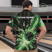 Load image into Gallery viewer, Custom Green Thunder Lightning Bowling Team Men Quarter-Zip Shirts, Bowling Jerseys IPHW9746