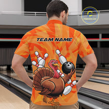 Load image into Gallery viewer, Custom Funny Thanksgiving Turkey Bowling Men Quarter-Zip Shirts, Bowling League Shirt IPHW9769