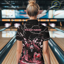 Load image into Gallery viewer, Custom Red Lightning Grim Reaper Bowling Women Quarter-Zip Shirt, Halloween Outfit IPHW9802