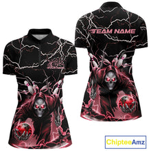 Load image into Gallery viewer, Custom Red Lightning Grim Reaper Bowling Women Quarter-Zip Shirt, Halloween Outfit IPHW9802