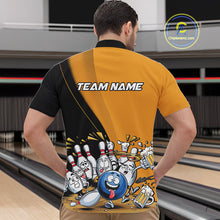 Load image into Gallery viewer, Custom Yellow Funny Bowling Men Quarter-Zip Shirts, Bowling And Beer Party Bowlers Outfit IPHW9610