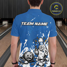 Load image into Gallery viewer, Blue Custom Drunk Bowling Ball And Pin Funny Men Polo Shirt, Bowling And Beer Jersey IPHW11233