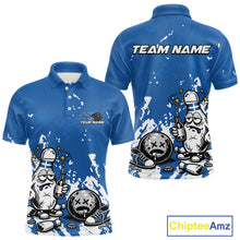 Load image into Gallery viewer, Blue Custom Drunk Bowling Ball And Pin Funny Men Polo Shirt, Bowling And Beer Jersey IPHW11233