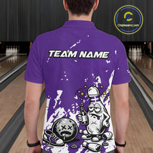 Load image into Gallery viewer, Purple Custom Drunk Bowling Ball And Pin Funny Men Polo Shirt, Bowling And Beer Jersey IPHW11234