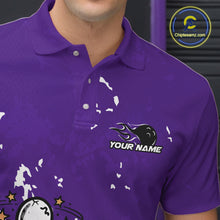 Load image into Gallery viewer, Purple Custom Drunk Bowling Ball And Pin Funny Men Polo Shirt, Bowling And Beer Jersey IPHW11234