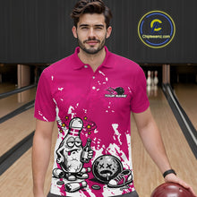 Load image into Gallery viewer, Pink Custom Drunk Bowling Ball And Pin Funny Men Polo Shirt, Bowling And Beer Jersey IPHW11235